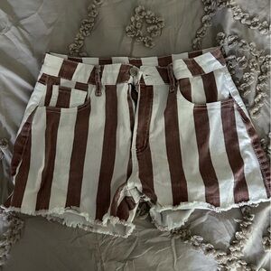 Women's striped altar'd state jean shorts